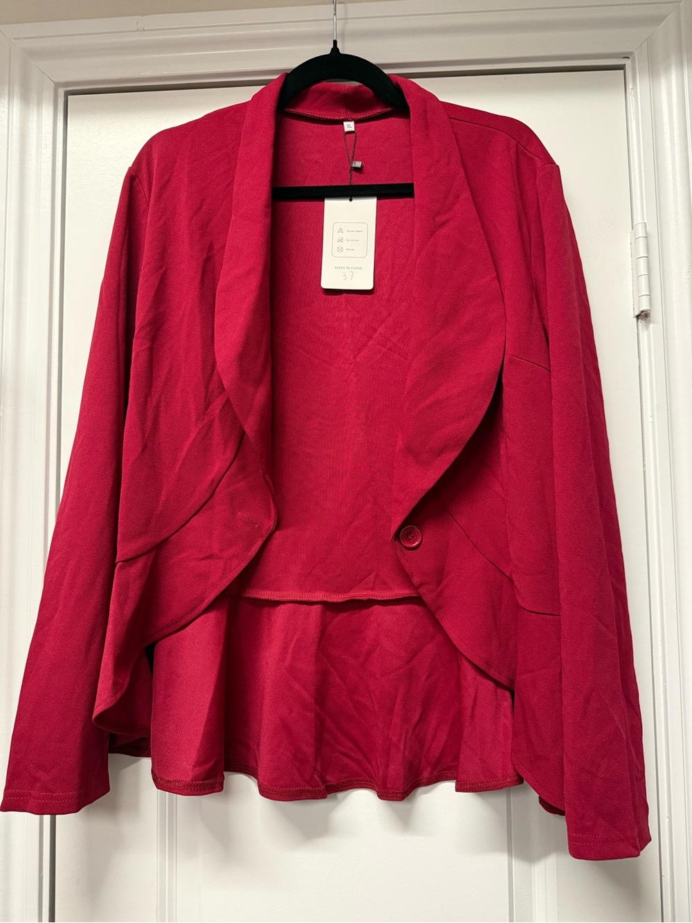 NWT Red Peplum Blazer Jacket Open Front Lightweight Career Jacket XL